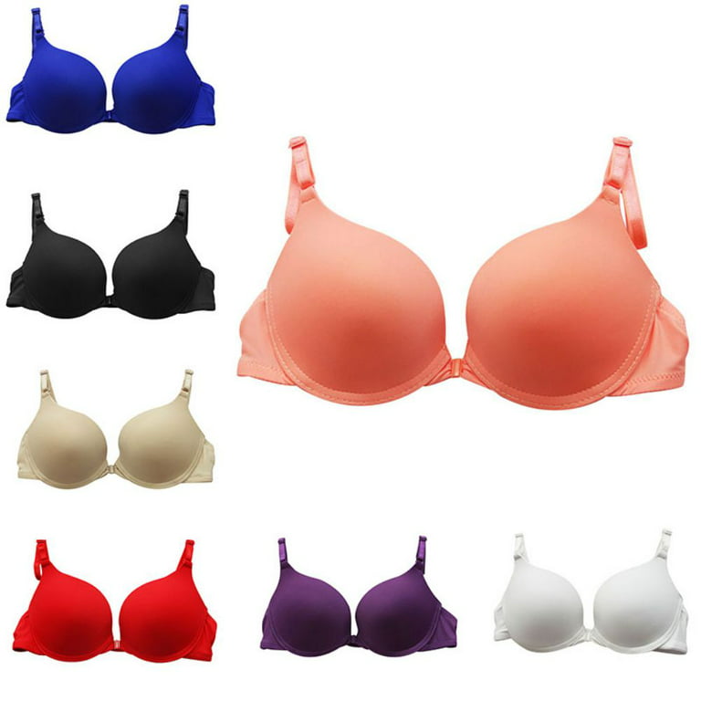  Womens Front Closure Racerback Bras Plunge Unlined Underwire  Full Coverage Seamless Bra B-H Cups Lipstick Red 42F
