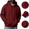 thumbnail image 4 of Men Hoodie Sweatshirt Pullover with Kangaroo Pocket Lightweight Casual Hooded Top Apparel for Spring Fall Wear Wine M, 4 of 6