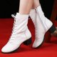 thumbnail image 3 of Botas de malla de cuero genuino, zapatos de baile latino, suela blanda, zapatos de baile de tacón medio para mujer, baile Social, baile de marinero, baile cuadrado, 3 of 5