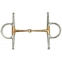 Showman Stainless Steel Full Cheek Snaffle Bit w/ 5" Copper Broken Mouth