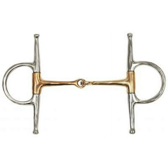 Showman Stainless Steel Full Cheek Snaffle Bit w/ 5" Copper Broken Mouth