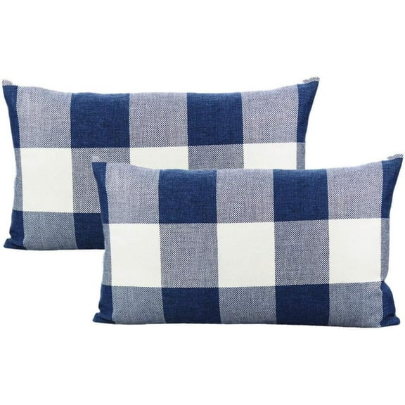 Outdoor Farmhouse Buffalo Plaids Throw Pillow Covers  of 2 Black White Decorative Classroom Front Porch Classic Decor Retro Boho Cushion Cases Fall Home Rustic Check for Couch Patio