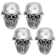 thumbnail image 2 of Juego de 4 tapones para válvula de neumático de casco, tipo calavera, con anillo de goma, universales, para coches, bicicletas, SUV, camiones, bicicletas y motocicletas, color plateado., 2 of 14