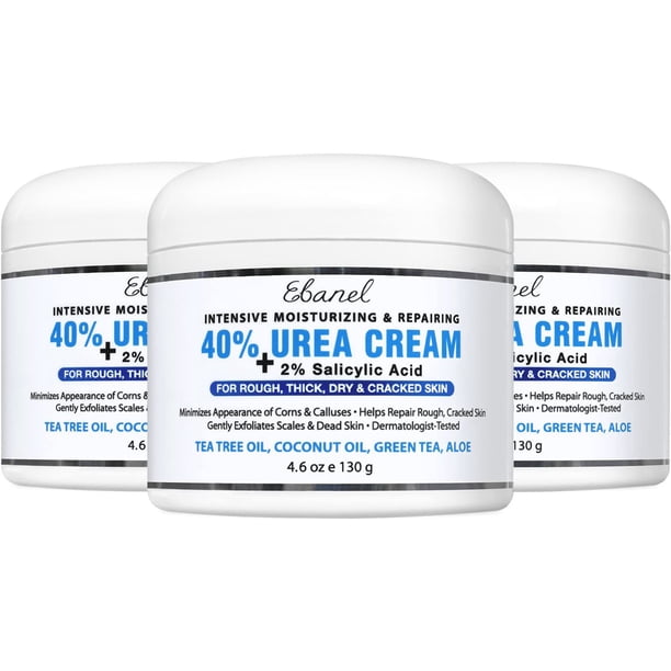 Crema para pies Ebanel Urea 40% con ácido salicílico 2%, paquete de 3