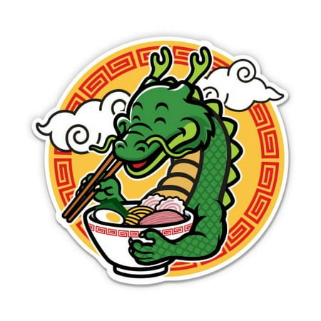 Chinese Food Dragon - 3" Vinyl Sticker - For Car Laptop Water Bottle Phone - Waterproof Decal