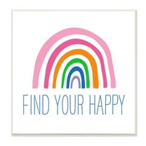 Stupell Industries Find Your Happy Uplifting Rainbow Simple Stripes Graphic Art Unframed Art Print Wall Art, Design by Ilene Segal