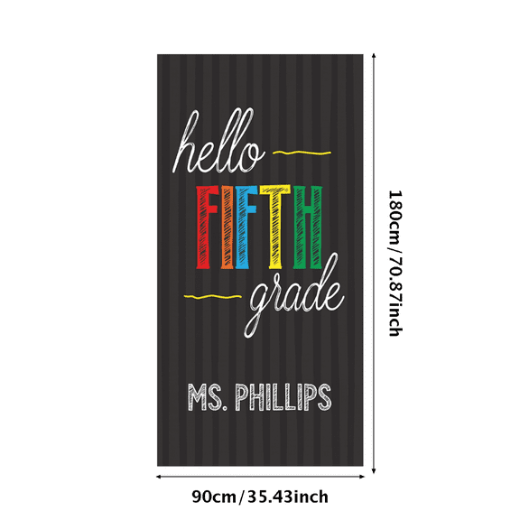 Colorful Theme Classroom Banner Hello Fifth Grade Educational for School Decoration Student Welcome