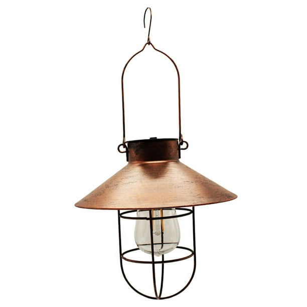 1 lámpara de farol solar vintage colgante de metal para jardín con multi
