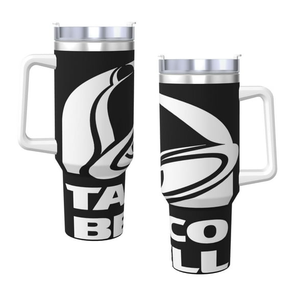 Art Bell With Taco 40 Oz Tumbler With Handle And Straw Double Wall Stainless Steel Sublimation Tumbler With Handle Leakproof,Bpa-Free,Keep Cold Hours