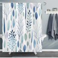 thumbnail image 2 of Extra Long Light Blue Leaves Shower Curtain 72 x 84 Inch, Plant Bathroom Shower Curtains, Waterproof Fabric Botanical Shower Curtain, 2 of 6