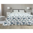 thumbnail image 1 of Whale Down Alternative Comforter, Happy Smiling Sea Animals with Coral Reef Anchor Starfish and Shells, Microfiber Quilt for All Season, 5 Sizes, Pale Blue Navy Blue, by Ambesonne, 1 of 3