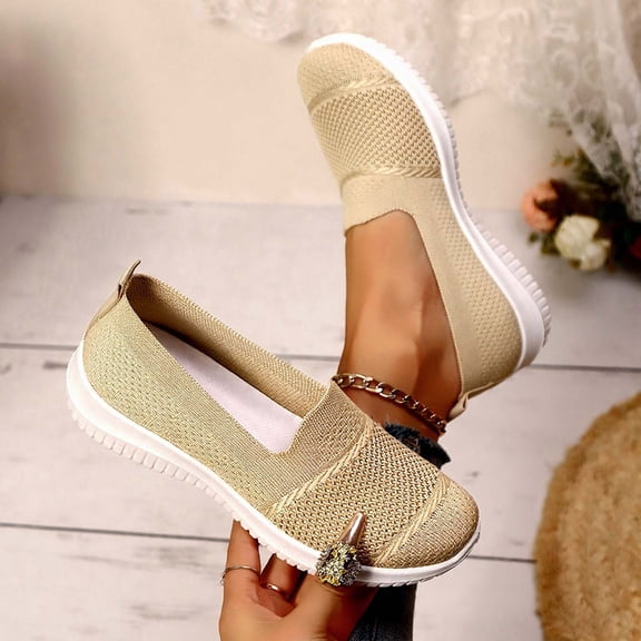 DIVVce Slip On Shoes Women Knit Mesh Breathable Comfortable Lightweight Casual Walking Daily Footwear