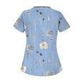 thumbnail image 3 of YDKZYMD Nurse Scrub Tops Uniform Womens Sets Plus Size Floral Flowers Workwear Graphic with Pockets Scrub Shirt Plus Size Jogger Nurse Uniform Scrub Tops Petite V Neck Short Sleeve Scrubs Blue 3XL, 3 of 3