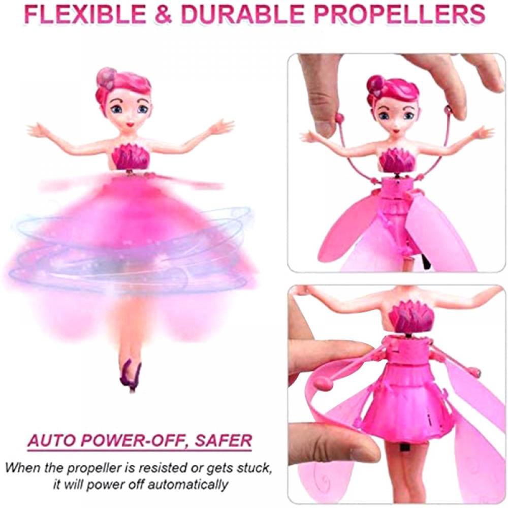 AimdonR Fliegende Fee Puppe Flying Fairy Doll Induktionssteuerung RC Hubschrauber Kinder Spielzeug Ballett Mädchen Fliegende Prinzessin Puppe