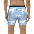 thumbnail image 5 of Mens Underwear, Simple Cool Horse Blue And White Mens Underwear Boxer Briefs, Soft Breathable Underwear Long Leg For Men, 5 of 8