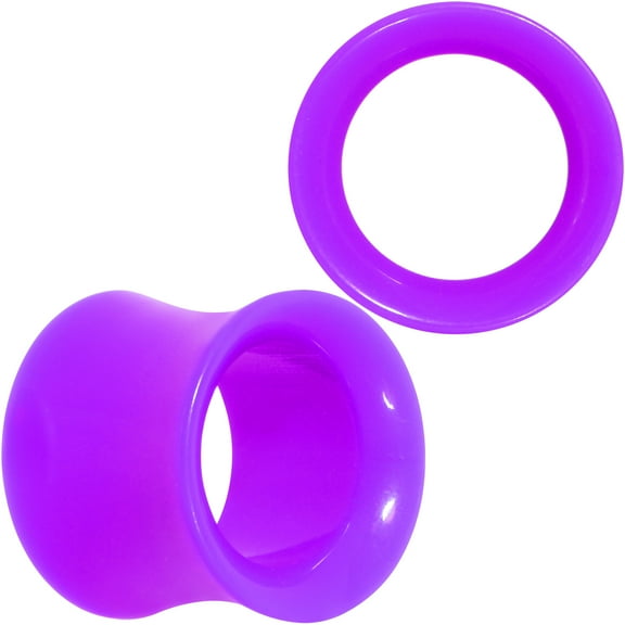 Body Candy Womens 9/16" 2Pc Purple UV Acrylic Saddle Plugs Double Flare Plug Tunnel Ear Plug Gauges 14mm