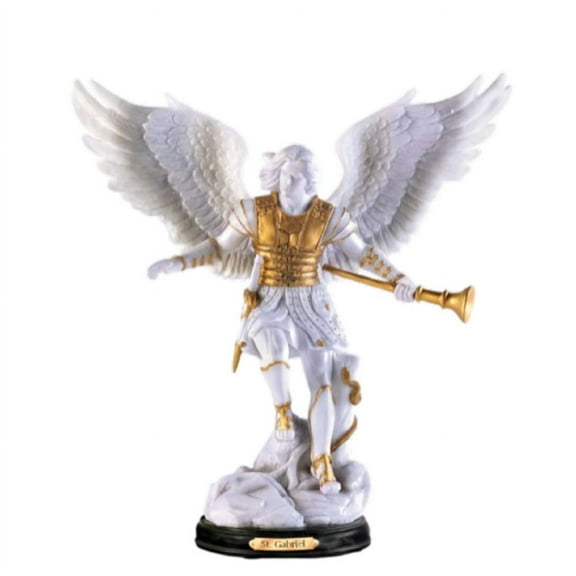 The Bradford Exchange Archangels, Holy Protectors Sculpture Collection Issue #2: 'St. Gabriel: Messenger' by Cold-Cast Marble Sculpture with Hand-Painted Metallic Accents by Master Artisans 10-Inches