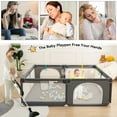 thumbnail image 3 of Baby Playpen, 79x79'' Large Baby Playard, Infant Activity Center with Anti-Slip Base, Gray, 3 of 7