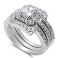 thumbnail image 2 of Trio Set Piece Wedding Bridal Ring Band Princess Cut CZ 925 Sterling Silver Size 6, 2 of 2