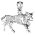 thumbnail image 1 of 18K White Gold 3D Bull Fighting, Bull Pendant - 21 mm, 1 of 3