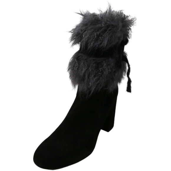 Agl Women's Furry Ankle Boot Nero-Mouse Ankle-High Leather - 7M