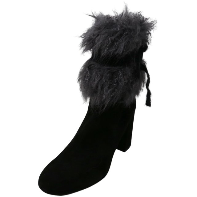 Agl Women's Furry Ankle Boot Nero-Mouse Ankle-High Leather - 7M