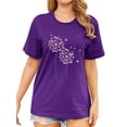thumbnail image 3 of Xuanfei Women Dandelion Butterfly Print Short Sleeve Round Neck T-Shirt, 3 of 6