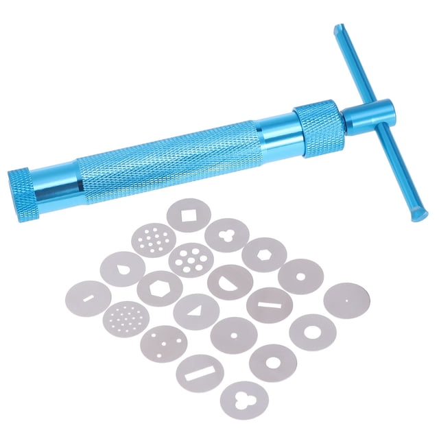 Alloy Rotary Mold Tools Set Kit Squeeze Polymer Clay DIY Geometry Noodles Educational Toy for Kids(Sky Blue)