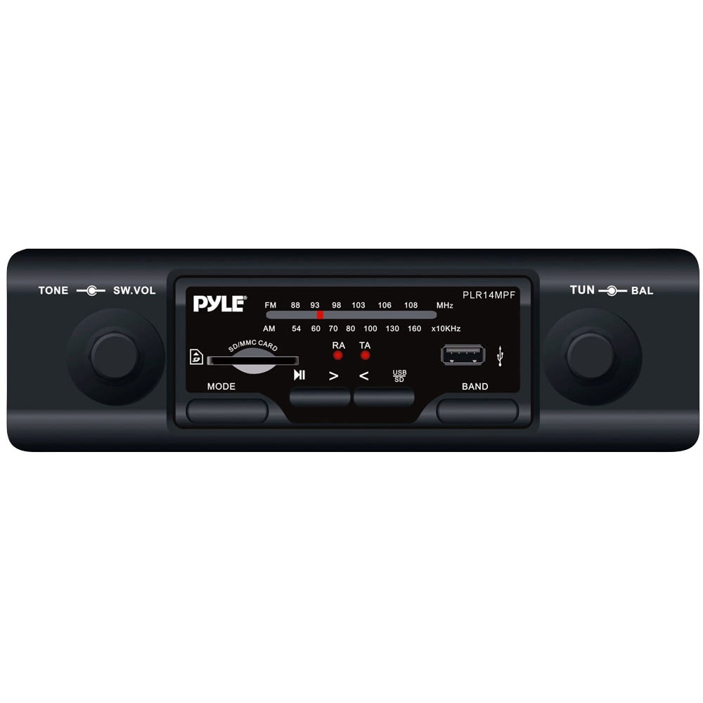 PYLE PLR14MPF InDash AM/FMMPX MP3 Shaft Style Dual Knob Radio w/USB