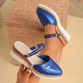 thumbnail image 4 of Espadrilles for Women Glitter Closed Pointed Toe Wedge Sandals Platform Heels Adjustable Slingback Mules Blue Size 9, 4 of 9