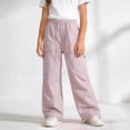 thumbnail image 4 of hoksml Girls Cargo Pants, Drawstring Elastic Waist Quick Dry Trousers for Back to School and Outdoor Hiking, 4 of 5