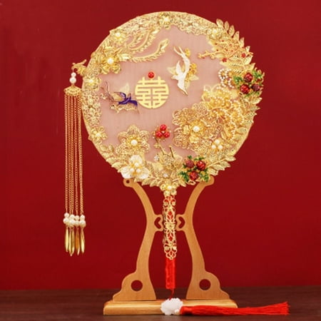 

1 pcs Vintage Translucent Chinese Embroidery Fan Tassels Decorative Handheld Fan with Pendant Bridal Group Fan Hand Bouquets Embroidery Fan 2