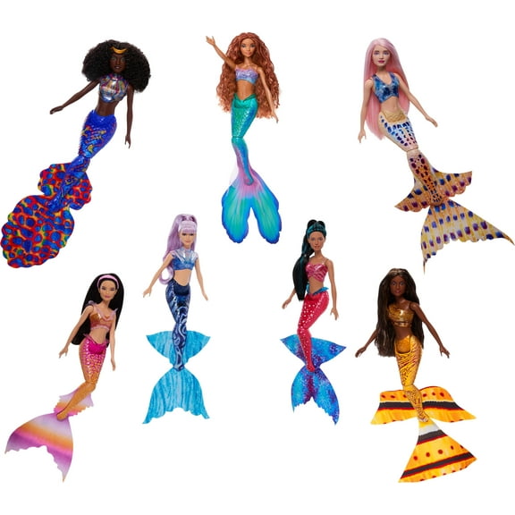 Disney The Little Mermaid Ultimate Ariel Sisters Doll 7-Pack, Set with 7 Fashion Mermaid Dolls