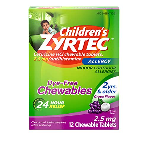 Children's Zyrtec Allergy DyeFree Chewables, 2 Years & Older, Grape