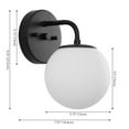 thumbnail image 3 of Jonathan Y 5.75" 1-Light Metal/Frosted Glass Contemporary LED Vanity Light, Black, 3 of 7