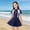 Dark Blue, variant on One Piece Swimsuits for Girls Short Sleeve Zipper Swim Dress UPF 50 Rash Guard Training Sportswear Swimwear Bathing Suit Dark Blue Size 12-13 Y