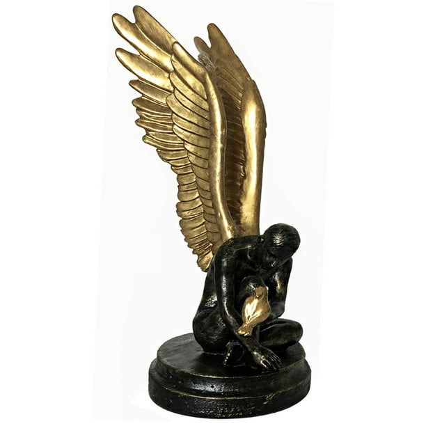 Adornos creativos de alas de ángel en 3D: elegante escultura de resina dorada para decoración del hogar y la oficina, regalo perfecto para amigos, 6,7 x 4,3 x 9,8 pulgadas, hermoso diseño