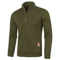 thumbnail image 3 of Havenx Men's Quarter Zip Sweater Long Sleeve Knitted Sweatshirts 1/4 Zipper Mock Neck Sweater Stand Collar Casual Active Fit Warm Running Outdoor Knitwear,Deep Green 4XL, 3 of 5