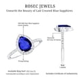 thumbnail image 6 of Rosec Jewels Lab Grown Blue Sapphire Teardrop Engagement Ring with Halo (6X8 mm) Blue Sapphire Diamond Ring - AAAA Grade, 14K White Gold, US 10.50, 6 of 7