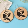 thumbnail image 2 of Natural Round Wooden Earrings Africa Beauty Profile Fashion Dangle Drop Earrings, 2 of 8