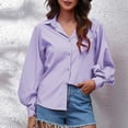 thumbnail image 4 of RYDCOT Womens Button Down Satin Shirt Long Sleeve V-Neck Solid Color Dress Shirts Work Business Casual Ladies Tops and Blouses, 4 of 6