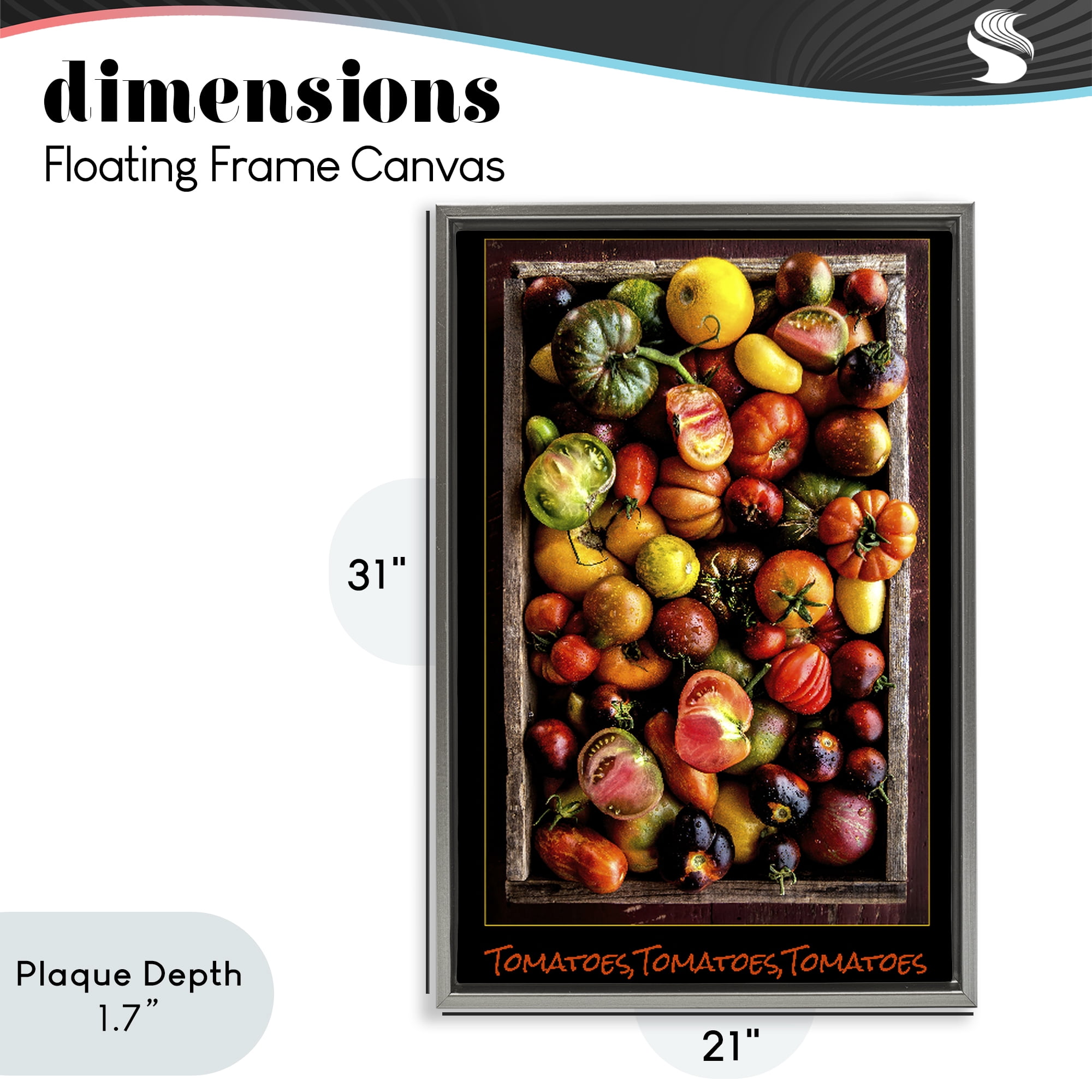 Stupell Industries Ripe & Bountiful Tomato Harvest Gray Framed Floater Canvas Wall Art, design by Carl Kravats