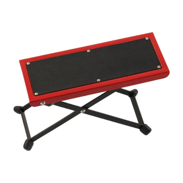 Reposapiés para guitarra Soporte para guitarra Estructura de hierro Fácil almacenamiento 4 posiciones de altura rojo