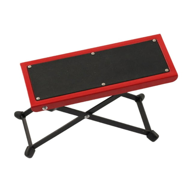 Taburete de pie de guitarra 4 posición altura ajustable almohadilla de goma sin deslizamiento marco de metal de metal soporte de reposador de guitarra rojo