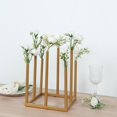 thumbnail image 2 of BalsaCircle 10 Gold in 8-Tubes Square Minimalist Base Design Flower Vase Centerpiece Wedding Birthday Events Reception Catering Party Home Decorations Supplies, 2 of 8