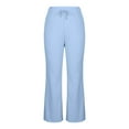 thumbnail image 6 of QATAINLAV Baggy Sweatpants for Women Drawstring High Waisted Flare Wide Leg Pants Solid Bell Bottom Lounge Trousers with Pockets, Light Blue, S,, 6 of 9