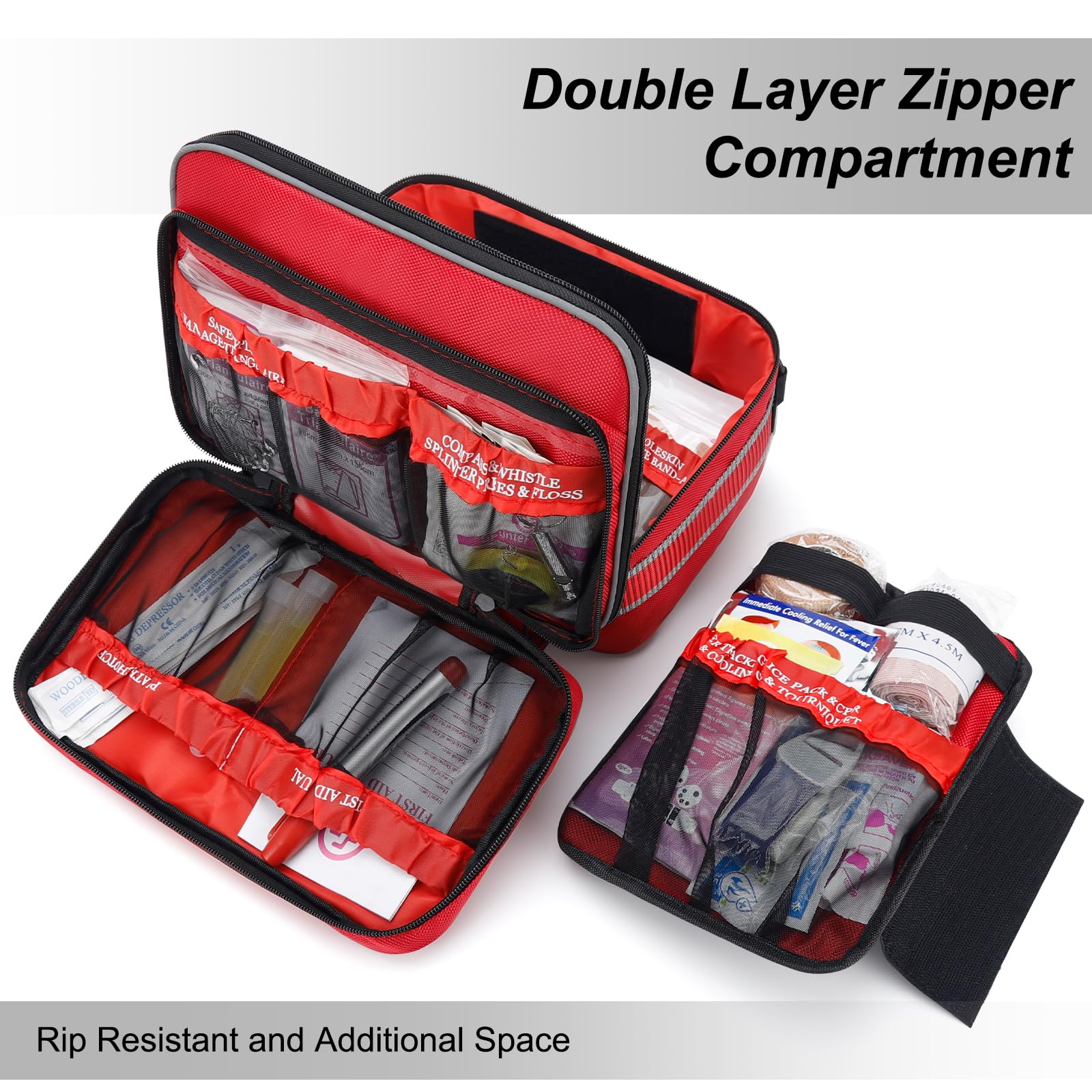 Professional 500 Piece Emergency First Aid Kit For Home  Car Travel Camping Truck Hiking Sports Office Vehicle & Outdoor Emergencies - Large