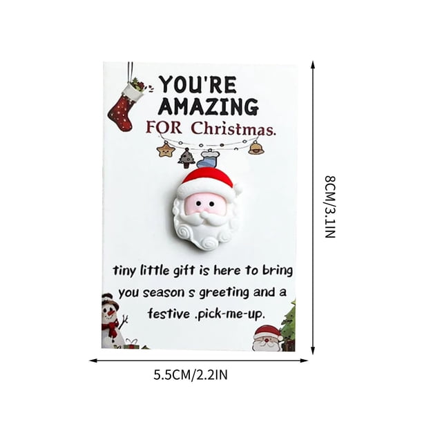 Christmas Cards Holiday Set 10 Pcs Pocket-Sized Santa Design with Organza Bags and Red Ribbons