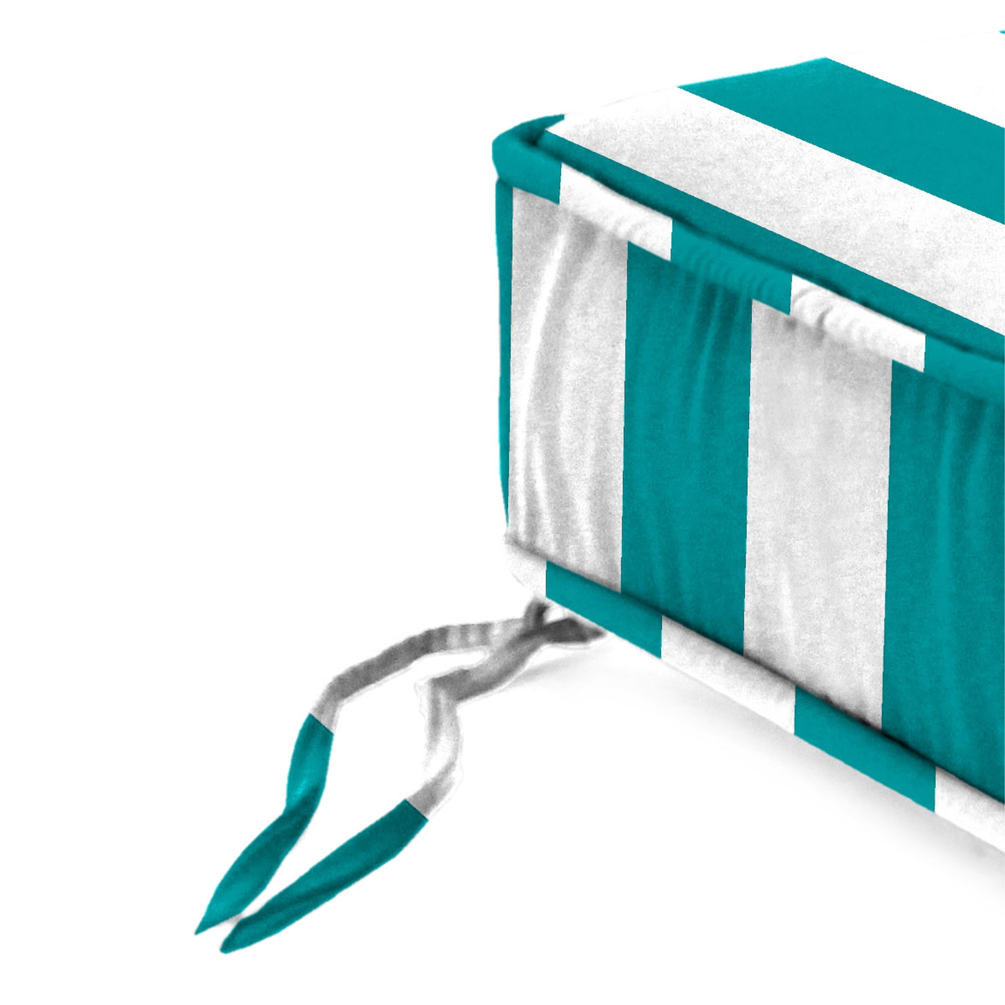 Jordan Manufacturing 22.5" x 22.5" Awning Turquoise Stripe Square Outdoor Deep Seat Cushion with Ties and Welt
