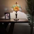 thumbnail image 6 of Tiffany Table Lamp Red Orange Stained Glass Rose Flowers LED Bulb Included for Living Room Dining Room Bedroom Bedside Office Hotel 19"H*12'W, 6 of 14